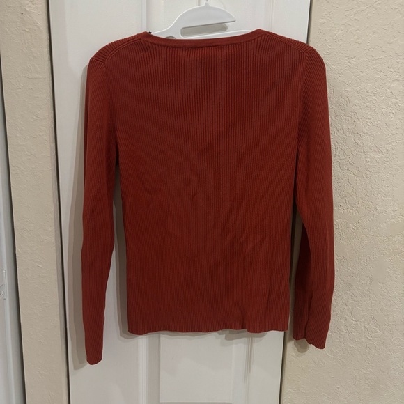 LOFT Medium Petite Rust Ribbed Sweater - Picture 4 of 6